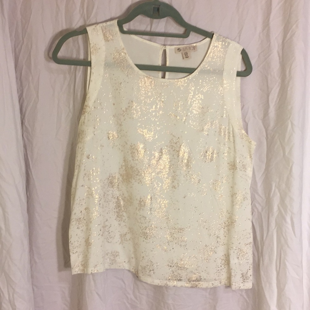 White blouse with rose gold sparkle NWOT